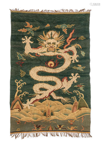 Chinese Antique Kesi Silk Painting Dragon, Ching