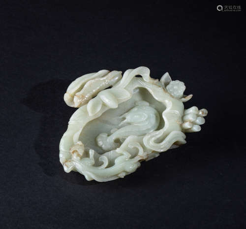 19th Chinese Antique Pale Celadon Jade Washer