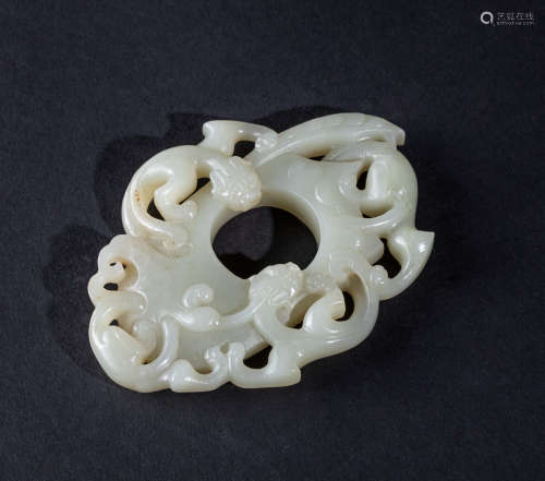 19th Chinese Antique Jade Dragon Pendant