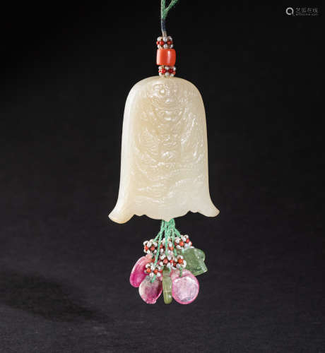 Manchu Emperor Style Chinese White Jade Bell