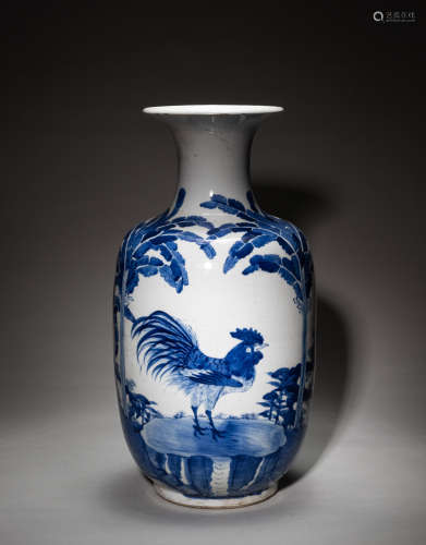 Repaired Qing Chinese Antique Blue &White Porcelain Vase