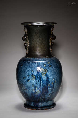 18th Qianlong Period Chinese Antique Flambe-Glazed Porcelain Vase