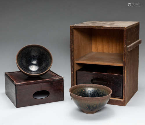 Set Of Chinese Antique Jian Stoneware Porcelain Teacups