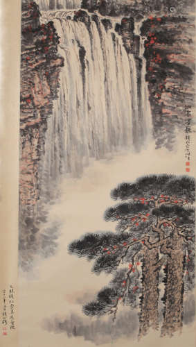 Songyan Qian - Shan Shui Waterfall Painting