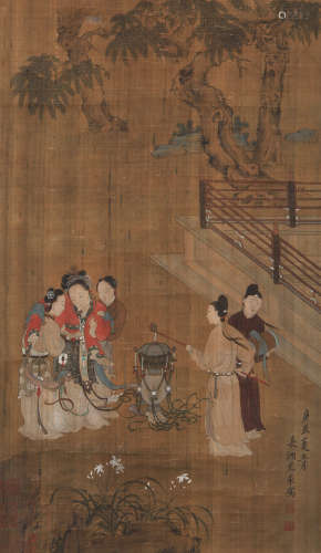 You Qiu - Painting of Figures in Chinese Pavilion