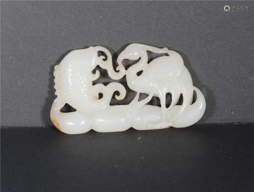 A Carved White Jade Qing Dynasty