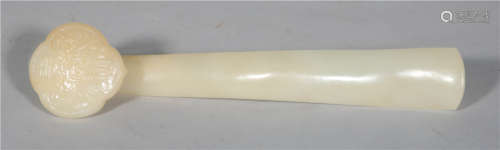 A Carved White Jade Ruyi Scepter Qing Dynasty