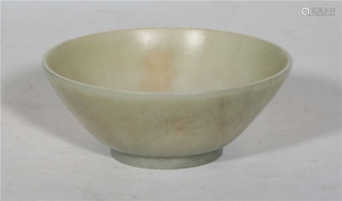 A Pale Celadon Jade Bowl Qing Dynasty
