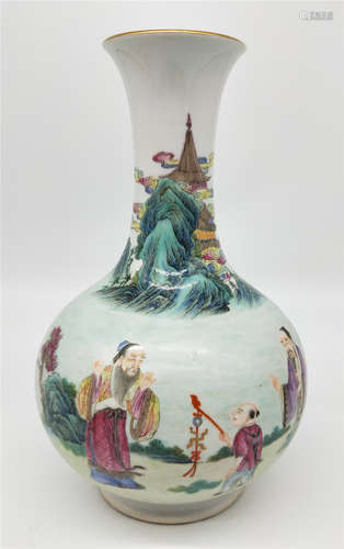 A Famille Rose Decorative Vase Daoguang Period