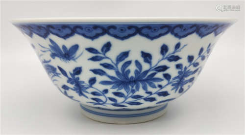 A Blue and White Floral Bowl Daoguang Period
