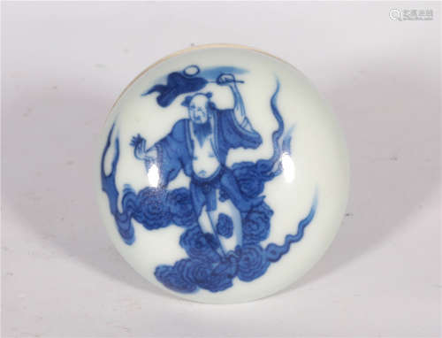 A Blue and White Paste Box Qing Dynasty