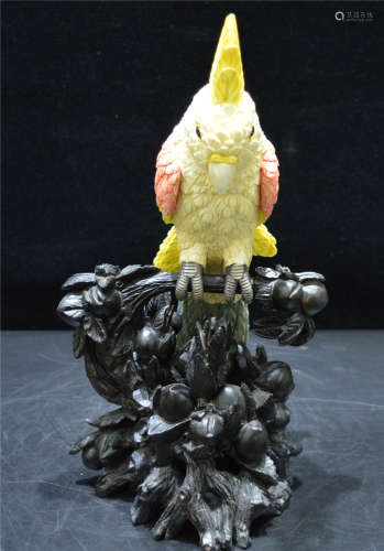 A Carved Organic Material Parrot Qing Dynasty