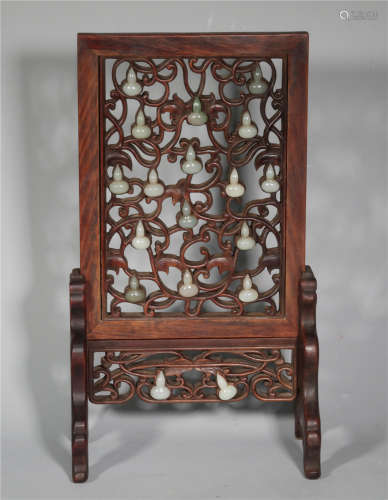 A Rosewood Table Screen Qing Dynasty