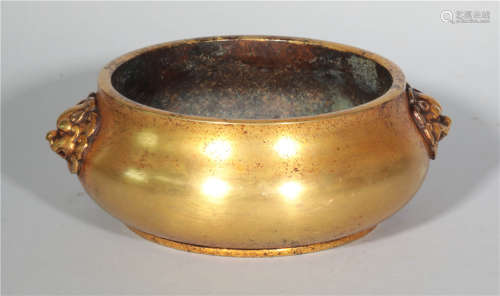 A Bronze Gilt Bombe Censer Ming Dynasty
