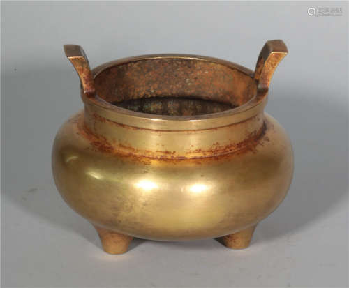 A Bronze Gilt Tripod Censer Ming Dynasty