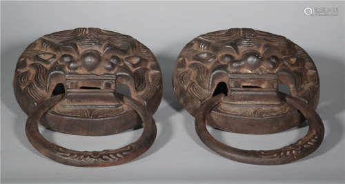 Pair Iron Cast Knocker Ming Dynasty
