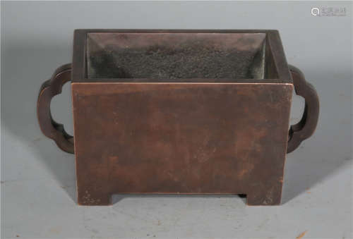 A Bronze Squared Censer Qing Dynasty
