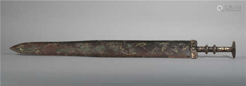 A Gold Inlaid Bronze Sword Warring State Period
