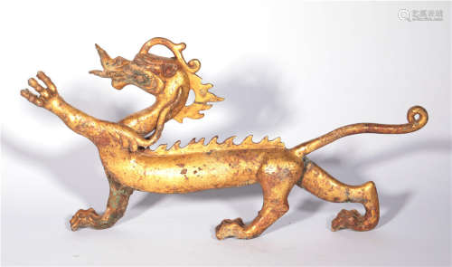 A Bronze Gilt Dragon Tang Dynasty
