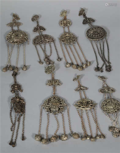 A Group Silver Pendants Qing Dynasty
