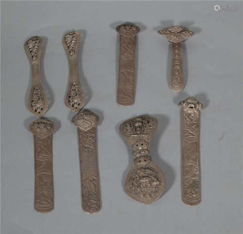A Group of Silver Hairpins Qing Dynasty