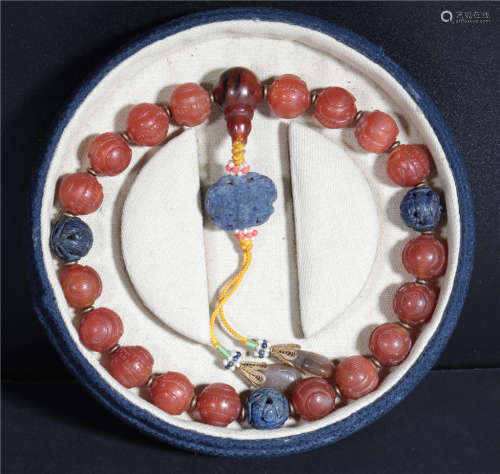 An Agate Beaded Rosary Qing Dynasty