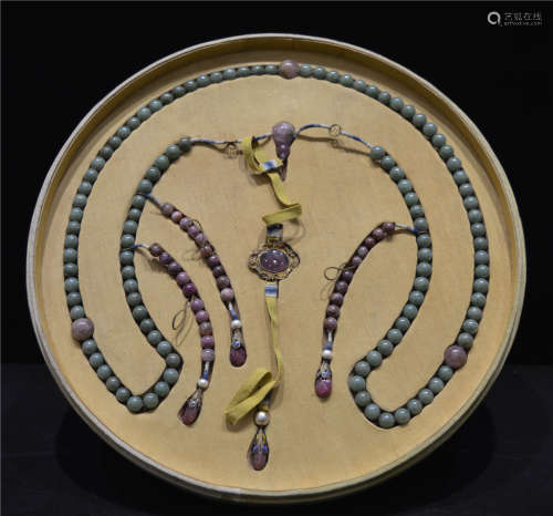 A Jadeite Beaded Court Necklace Qing Dynasty