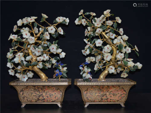 Pair Lacquer Gilt Basins Qing Dynasty