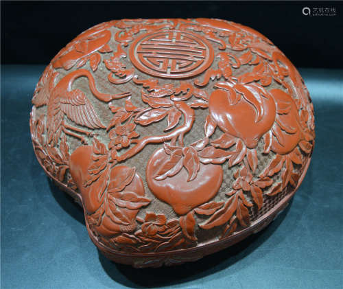 A Carved Cinnabar Lacquer Box Qianlong Period