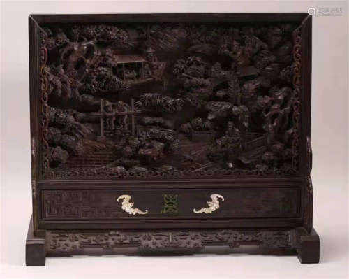 A Rosewood Table Screen Qing Dynasty