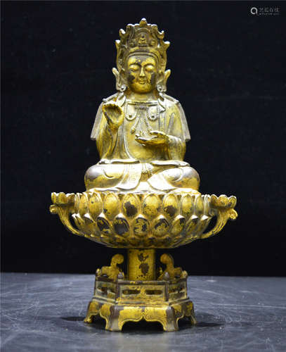 A Bronze Gilt Guanyin Ming Dynasty