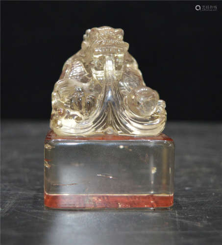 A Rock Crystal Seal Stamp Qing Dynasty