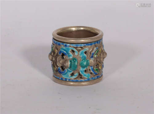 A Silver Enamel Ring