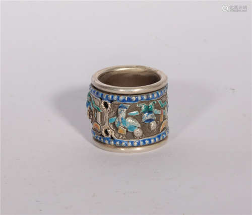 A Silver Enamel Ring