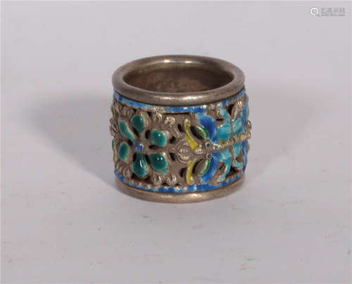 A Silver Enamel Ring