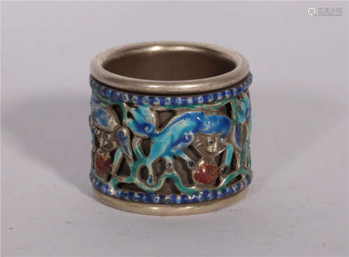 A Silver Enamel Ring