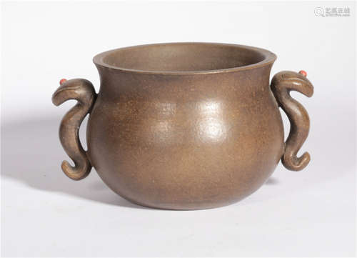 A Yixing Glazed Censer Qing Dynasty