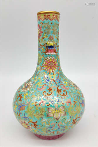 A Famille Rose Globular Vase Qianlong Period