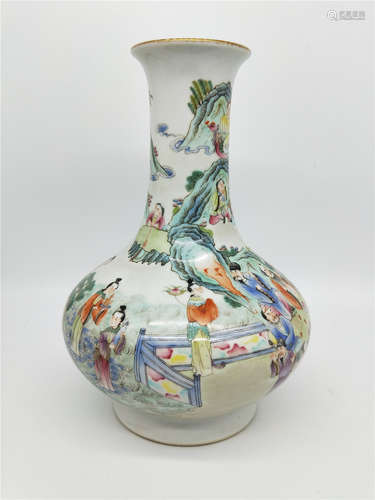 A Famille Rose Vase Jiaqing Period