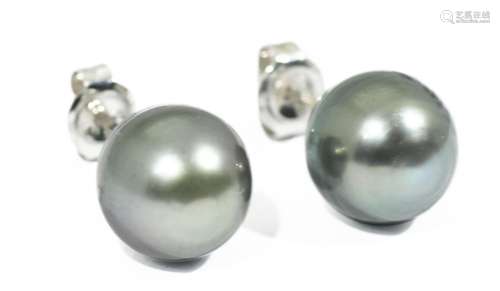 Pendientes en oro blanco de 18k con perlas de Tahití
