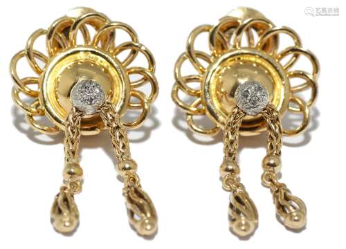 Pendientes chevalier de oro rosa de 18k y diamantes