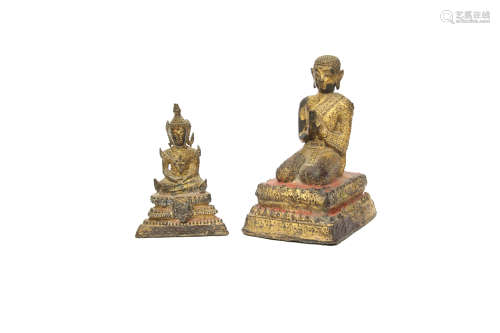 Lote de budas tailandeses de bronce, s.XIX