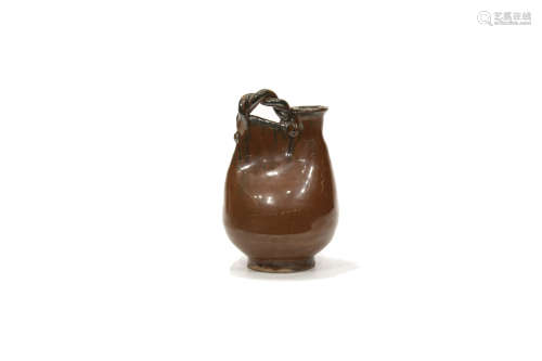 Cantimplora de cerámica esmaltada en marrón