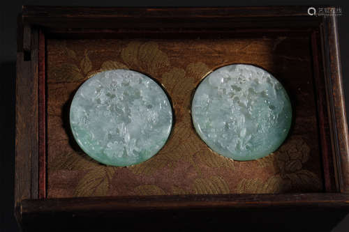 Qing Dynasty, Two Jadeite Plaques