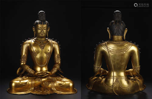 Qing Kangxi, Gilt Bronze Buddha Statue