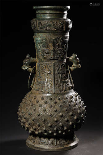 Antique Bronze Ritual Wine Vessel