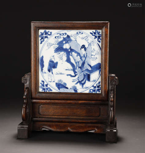 Qing Kangxi, Blue And White Table Screen