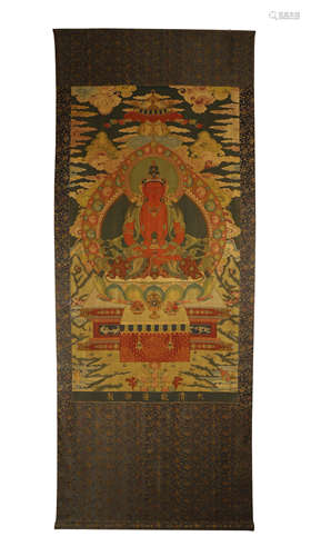 Qing Dynasty, Embroidered Silk Tibetan Thangka