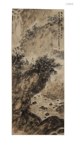 Fu Baoshi, Landscape And Figurs Painting In Paper