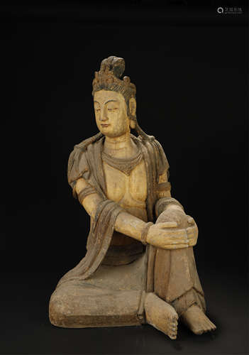 Ming Dynasty, Wood  Carved Of Painted Kuan Yin